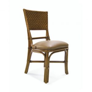 wicker and leather side chair
