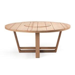 Round Dining Table w/ Lazy Susan (Ø 69in) - Natural Teak