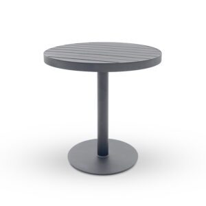 Round Dining Table (Ø 30in) - Slatted Metal Top