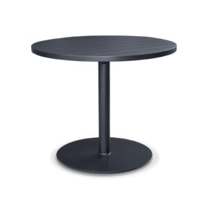 Round Dining Table (Ø 36in) - Slatted Metal Top