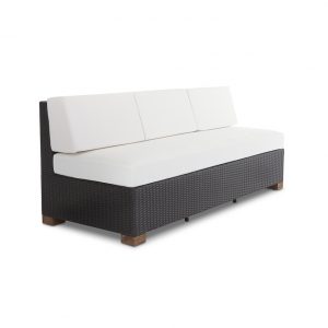 black wicker outdoor banquette