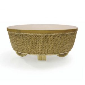 wicker and wood cocktail table