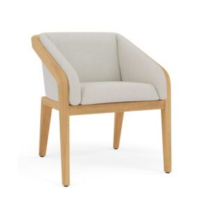 Dining Arm Chair - Brushed Teak & Salty White Upholstery