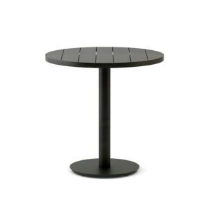 Round Dining Table (Ø 30in) - Slatted Metal Top