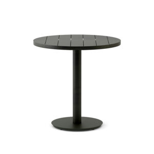 Round Dining Table (Ø 30in) - Slatted Metal Top