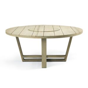 Round Dining Table with Lazy Susan (Ø  69in)  - Pickled Teak