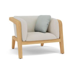 Lounge Chair - Brushed Teak & Salty White Upholstery