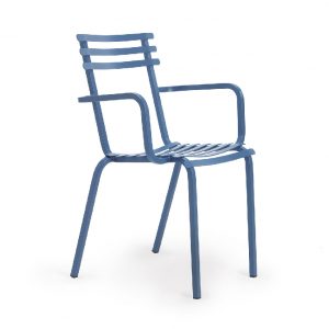 blue stackable chair for patios