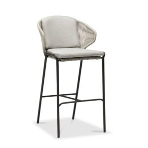 tall stool with grey cushion