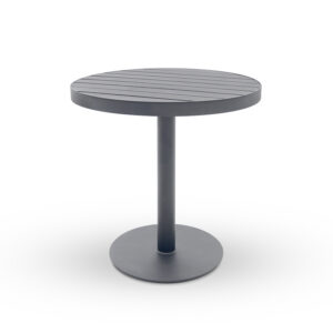 Round Dining Table (Ø 30in) - Slatted Metal Top