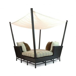 outdoor double chaise with canopy