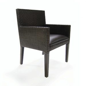 dark wicker and leather chair