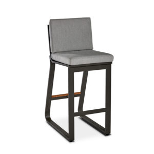 tall black stool with grey cushion