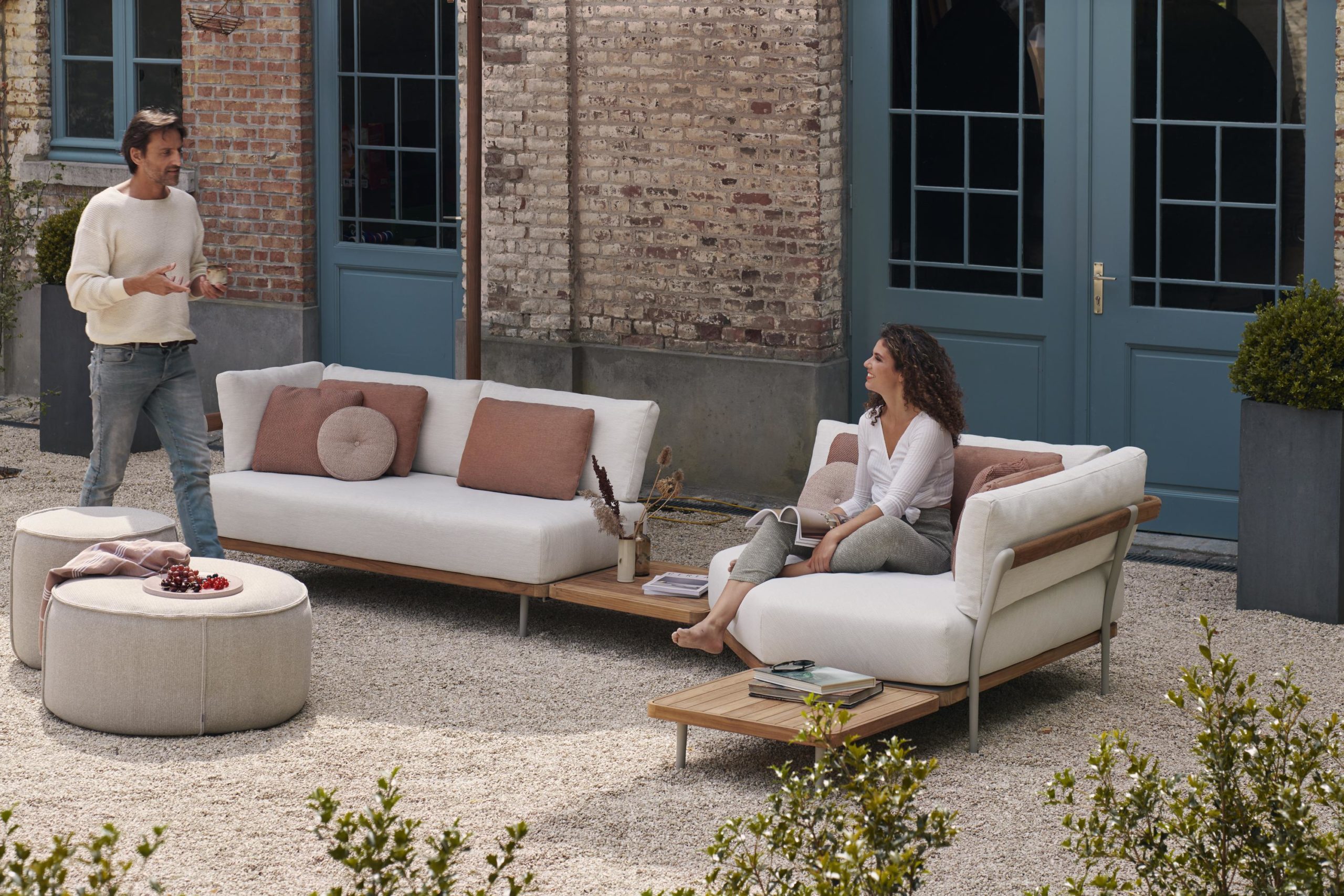 outdoor furniture set - couch, table ottoman